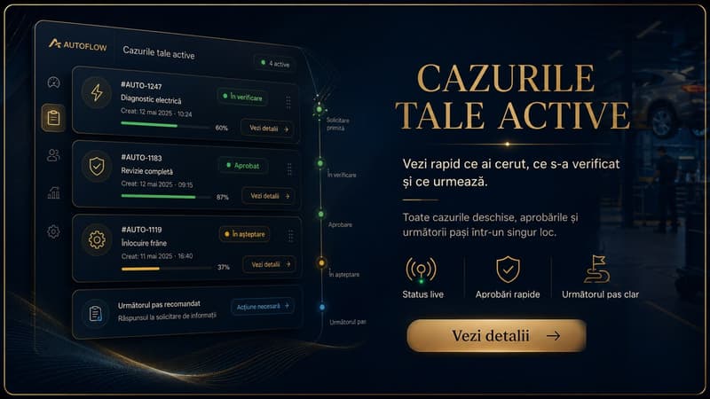Cazurile tale active — vezi rapid ce ai cerut, ce s-a verificat și ce urmează