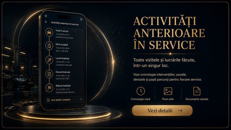 Activități anterioare în service — toate vizitele și lucrările făcute, într-un singur loc